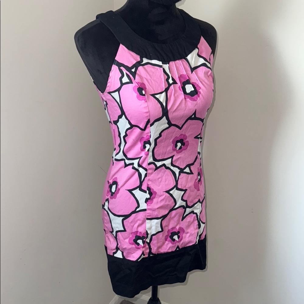 My Michelle Fitted Pink and Black Tank Top Mini Dress